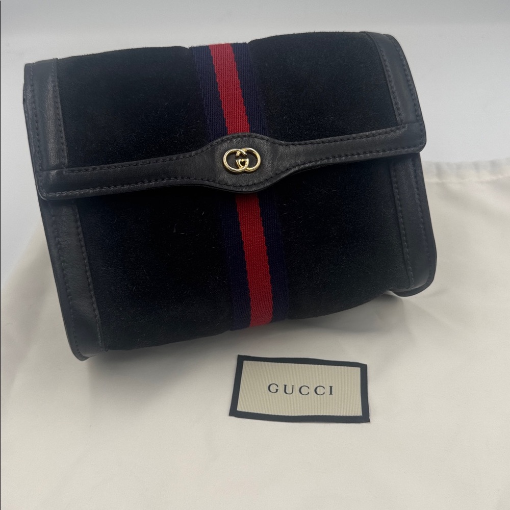 Vintage Gucci Suede Clutch with COA